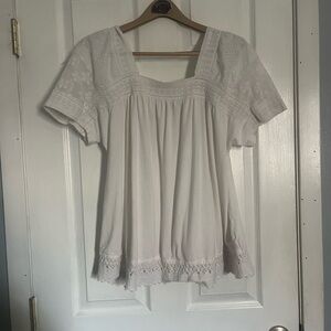 Lane Bryant White Eyelet Lace Blouse